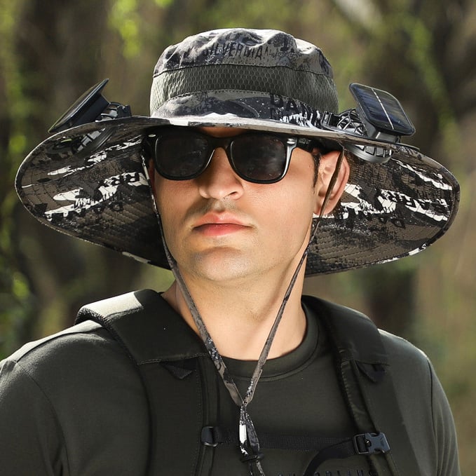 🔥 Nuevo Sombrero Solar Ultraligero GridForce Con Ventilador - Solo Hoy 50% de Descuento