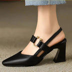 Divina – Zapatos de tacón grueso con pulsera elegante