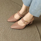 Divina – Zapatos de tacón grueso con pulsera elegante