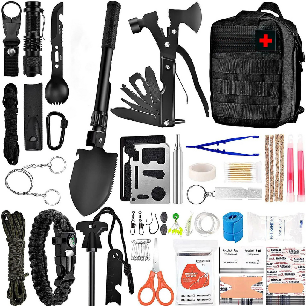 SafeForce Kit de Emergencia | Kit Táctico de Supervivencia con Primeros Auxilios, Herramientas y Bolsa