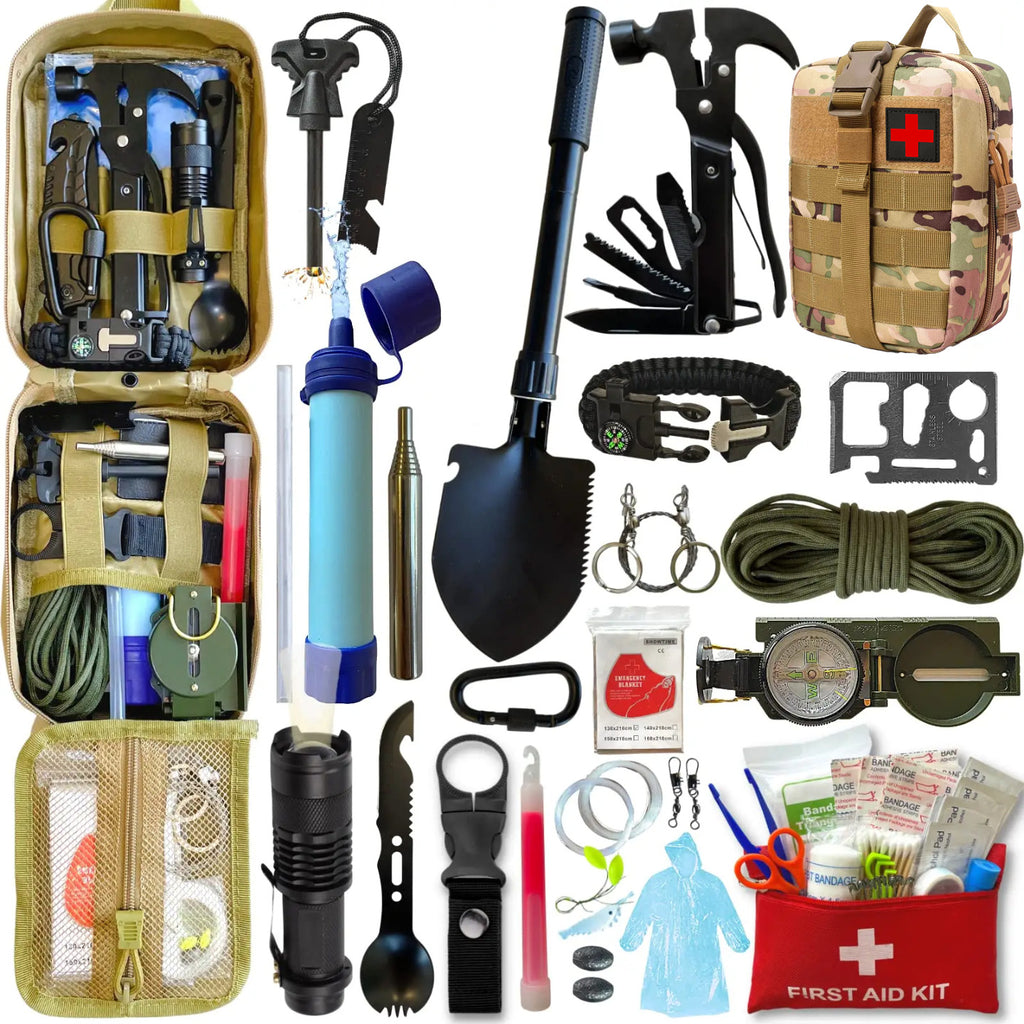 SafeForce ULTRA Kit de Emergencia | Kit de Supervivencia Táctica con Primeros Auxilios, Herramientas y Bolsa