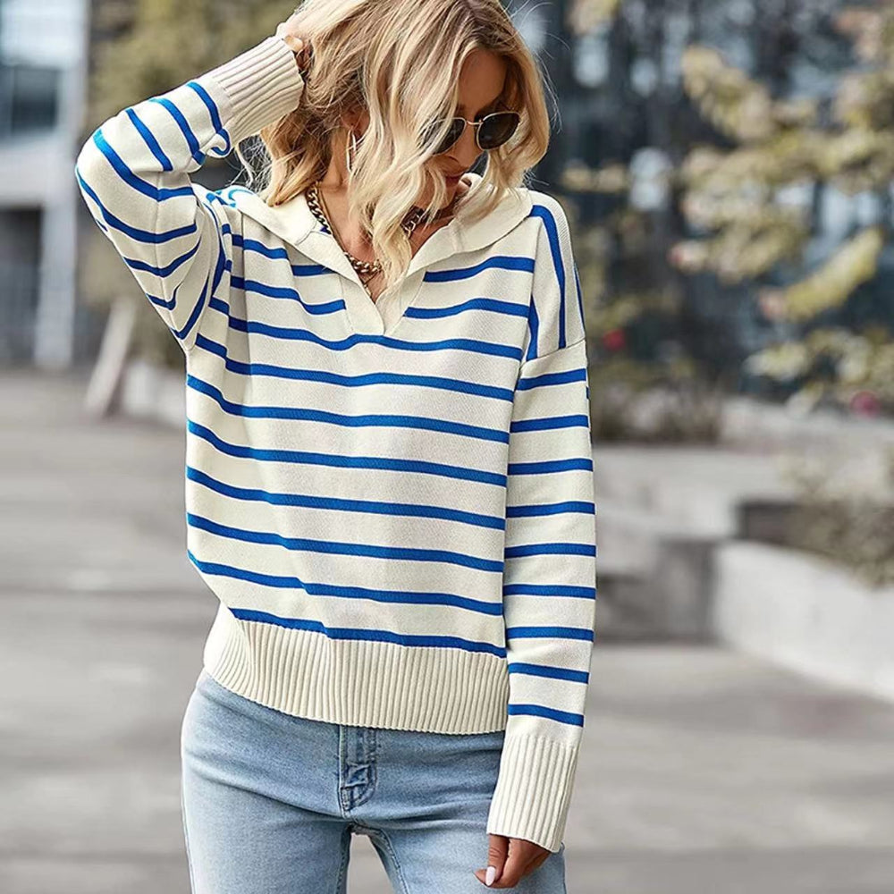Shiprah Blusa informal básica de manga larga con cuello de pico | Blusa clásica para el día a día