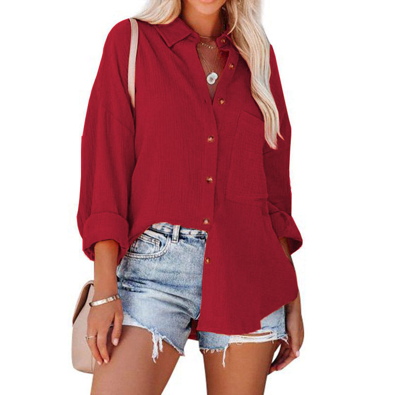 Wolly™| Blusa de manga larga casual con botones para mujer