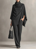Conjunto de dos piezas Sarina™ Elegant Drape | Top fluido y pantalones de pernera ancha