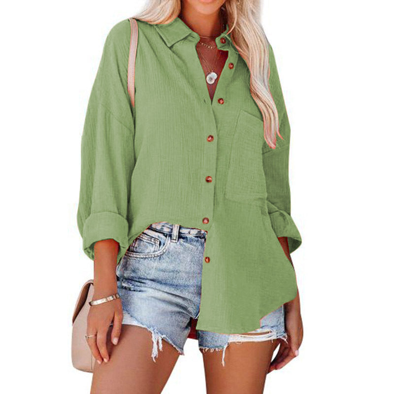 Wolly™| Blusa de manga larga casual con botones para mujer