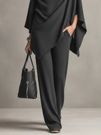 Conjunto de dos piezas Sarina™ Elegant Drape | Top fluido y pantalones de pernera ancha
