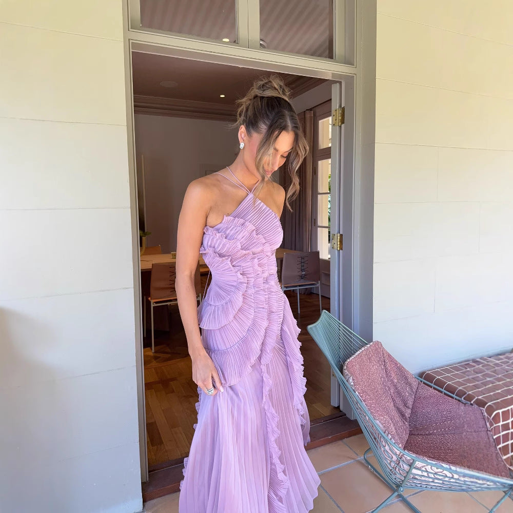 Regine™ | Vestido largo de verano elegante con cuello halter Lotus