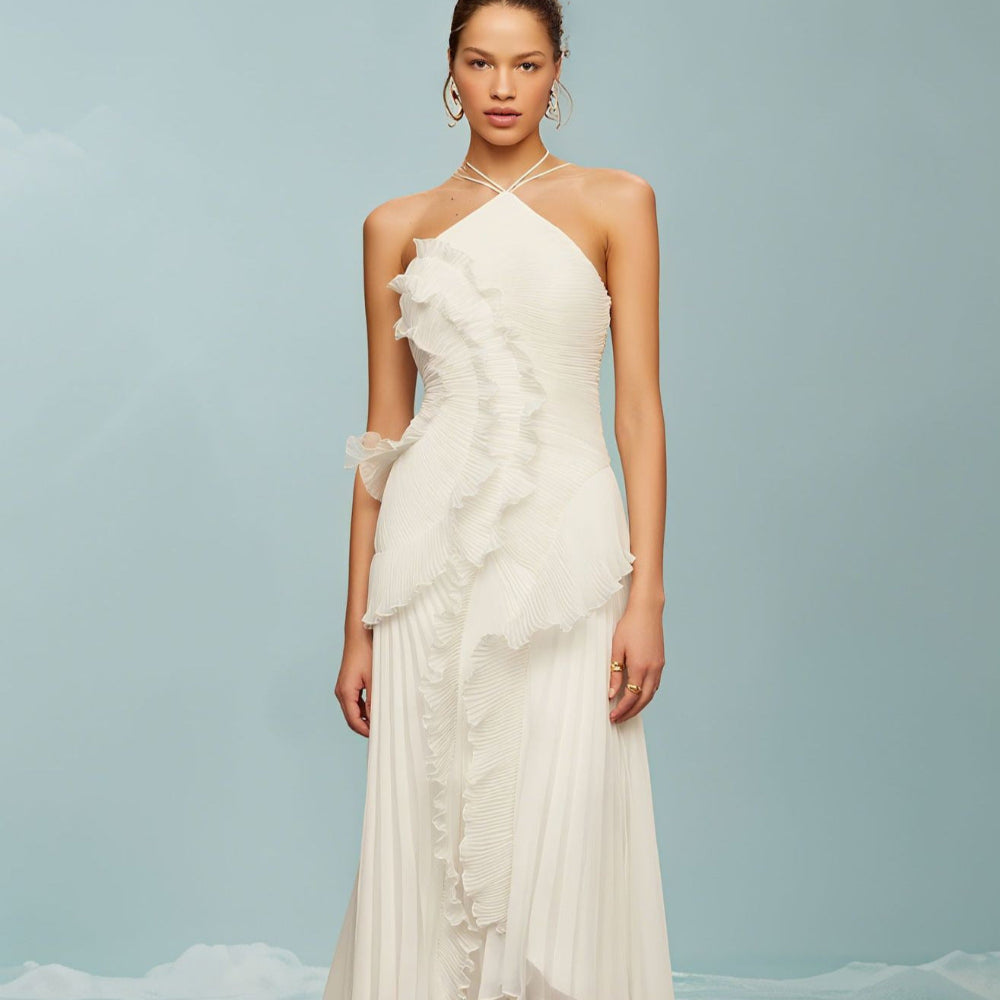 Regine™ | Vestido largo de verano elegante con cuello halter Lotus