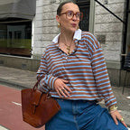Scarlett Casual Oversized Striped Collared Top | Relaxed Everyday Top