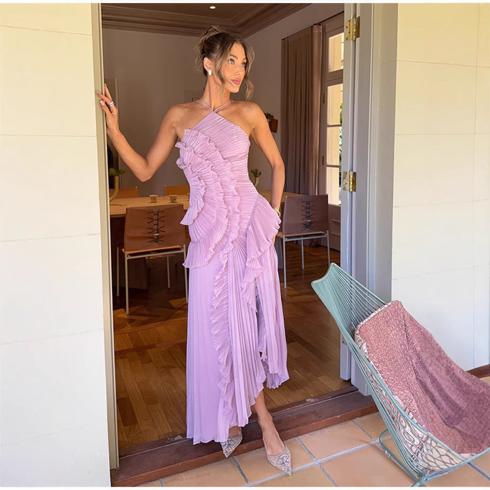 Regine™ | Vestido largo de verano elegante con cuello halter Lotus