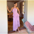 Regine™ | Vestido largo de verano elegante con cuello halter Lotus