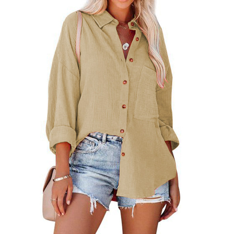 Wolly™| Blusa de manga larga casual con botones para mujer