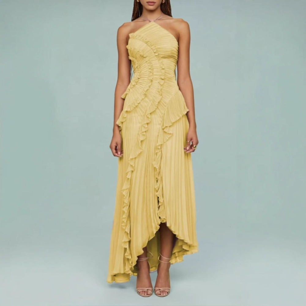 Regine™ | Vestido largo de verano elegante con cuello halter Lotus