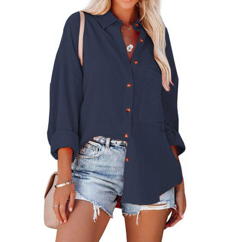 Wolly™| Blusa de manga larga casual con botones para mujer