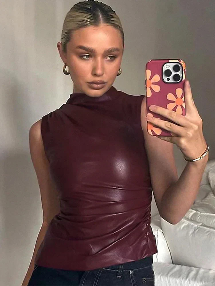 SERAN™ | Top de cuero sintético elegante para mujer