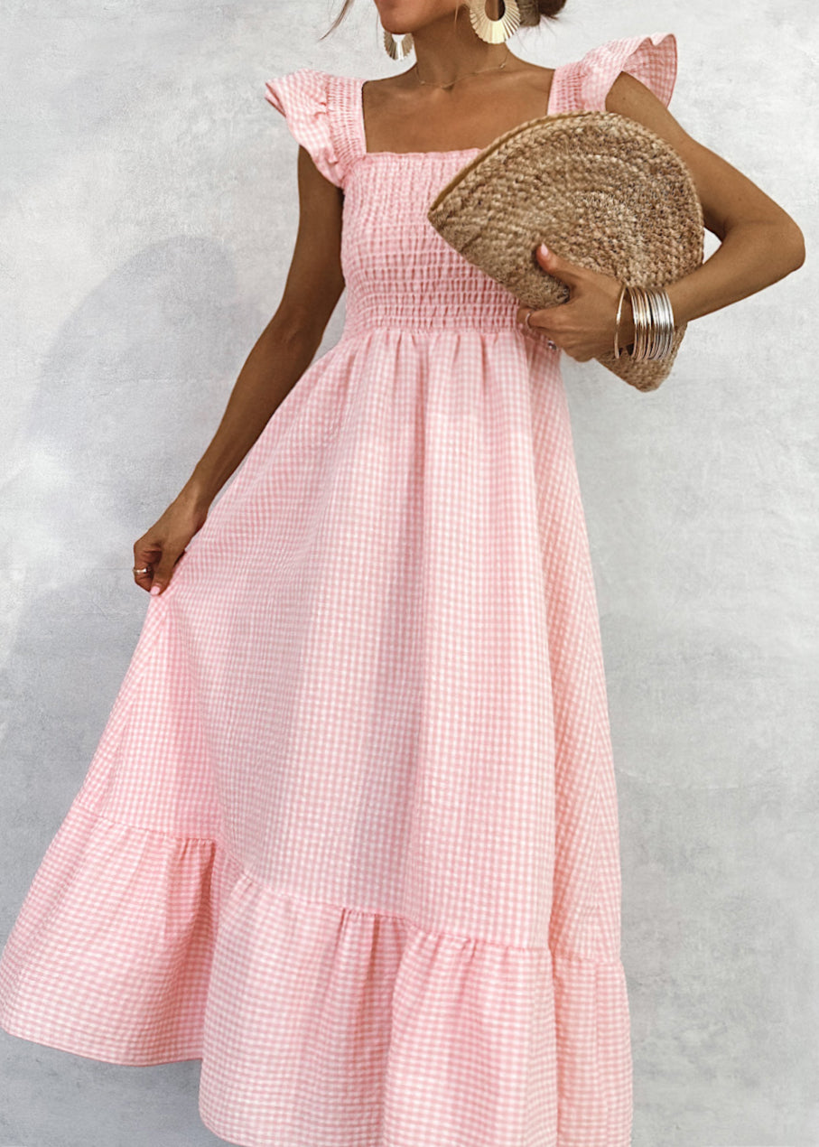 VESTIDO VICHY PROVENZA NIDO DE ABEJA