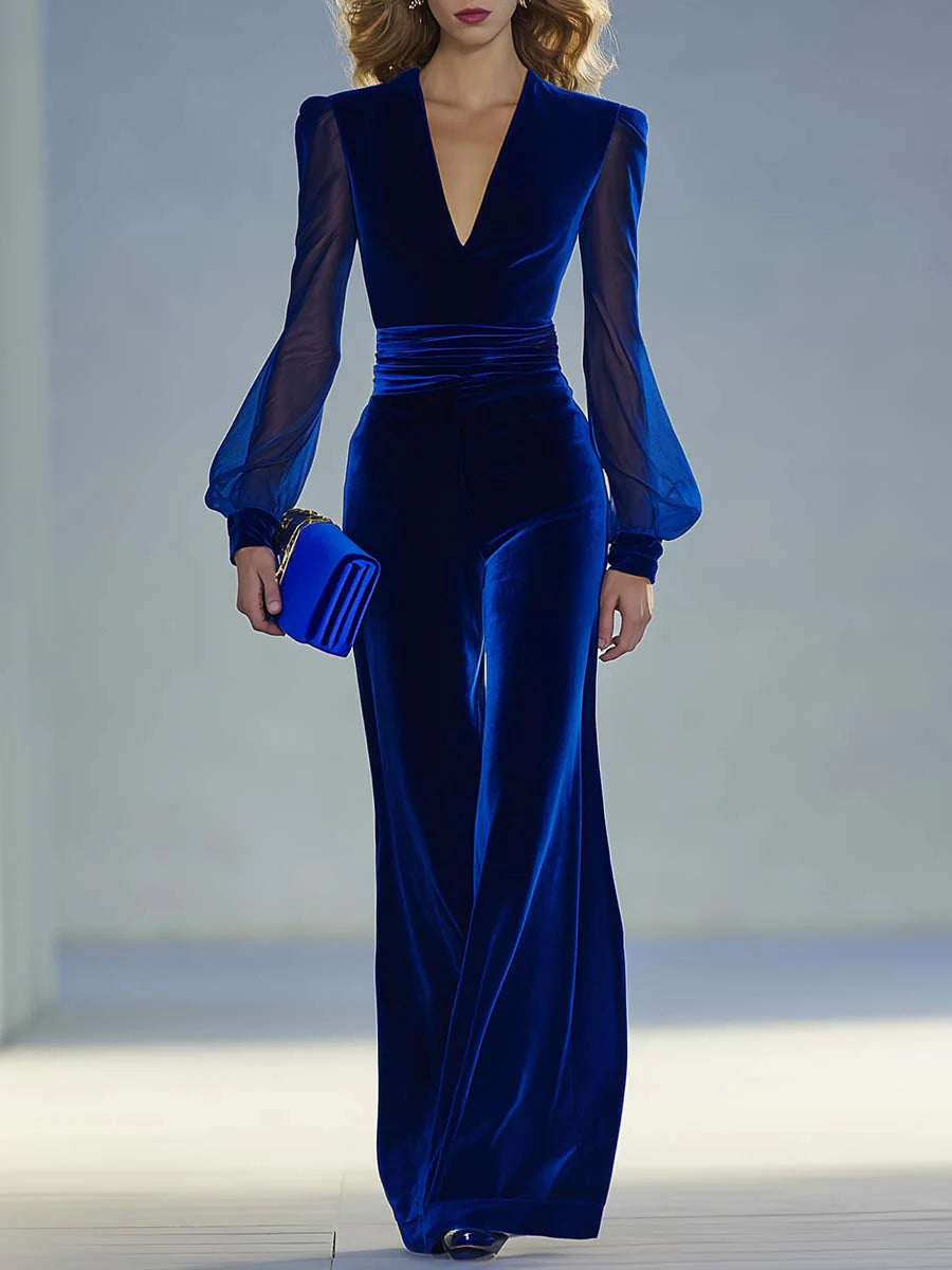 Trisha™ Elegante Mono de Ante con Escote en V | Elegancia Moderna