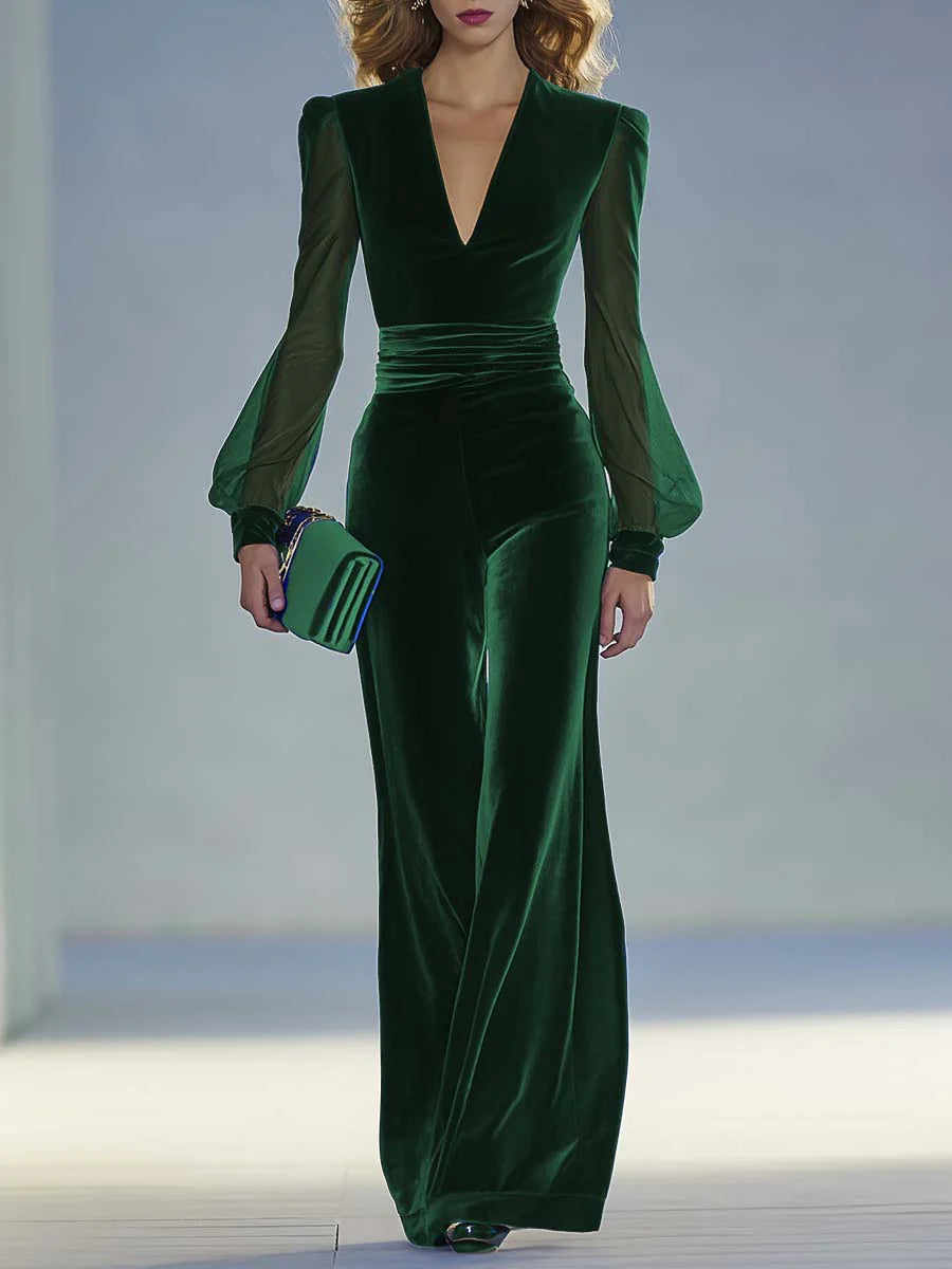Trisha™ Elegante Mono de Ante con Escote en V | Elegancia Moderna