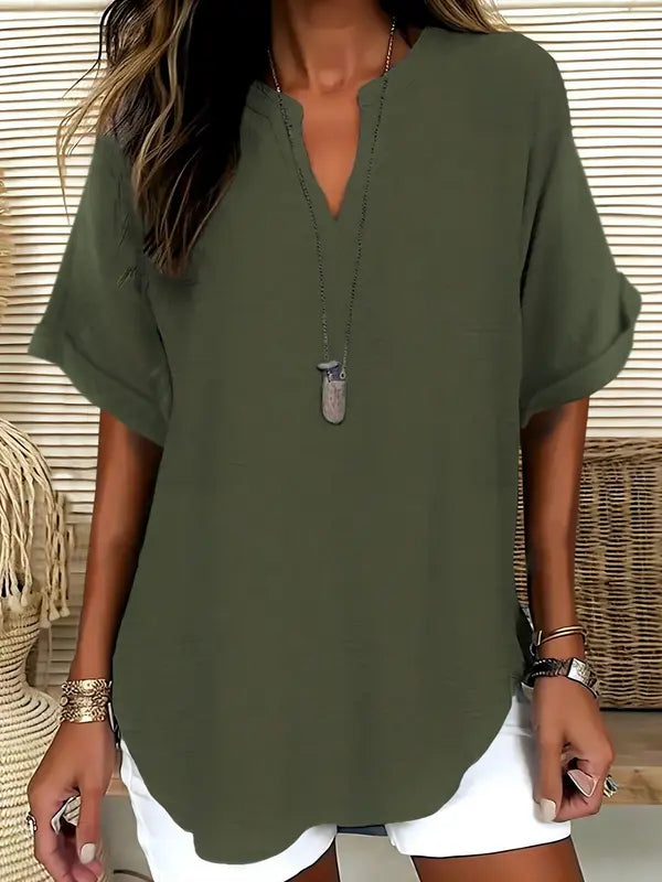 Sereia™ | Blusa informal de manga corta lisa para mujer