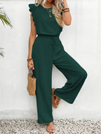 Conjunto elegante de dos piezas Zella™ | Top con encaje y pantalón de pernera ancha