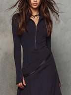Vestido largo de algodón lavado con dobladillo de volantes