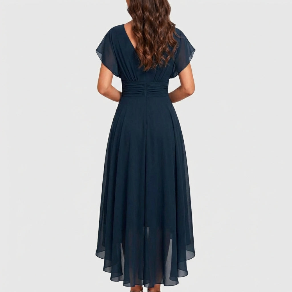 Christina™ | Vestido acampanado con cuello en V para mujer