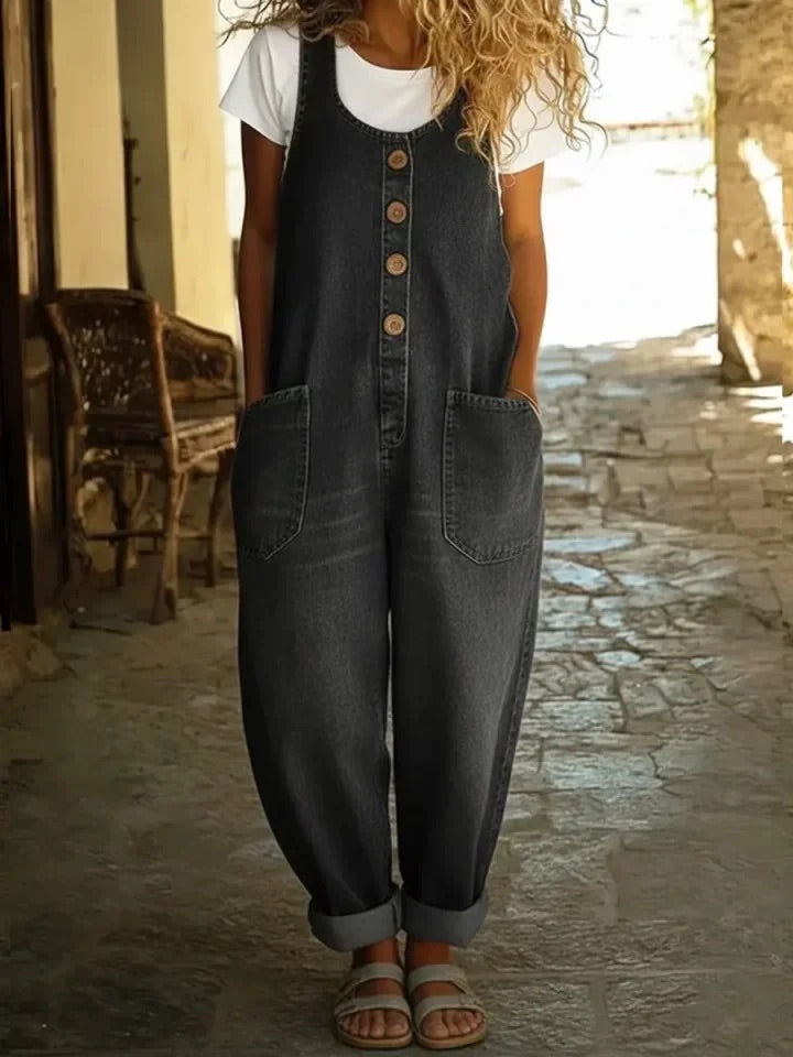 Saylor | Peto vaquero de algodón con efecto lavado vintage