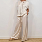 Conjunto Elegante de Dos Piezas Rita™ | Blusa Fluida y Pantalones de Pierna Ancha