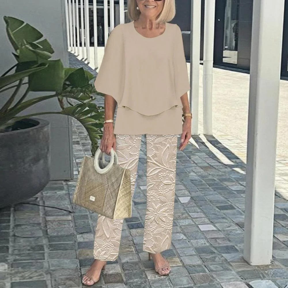 Conjunto Wenda™ sin esfuerzo de dos piezas | Top holgado y pantalones de pierna ancha