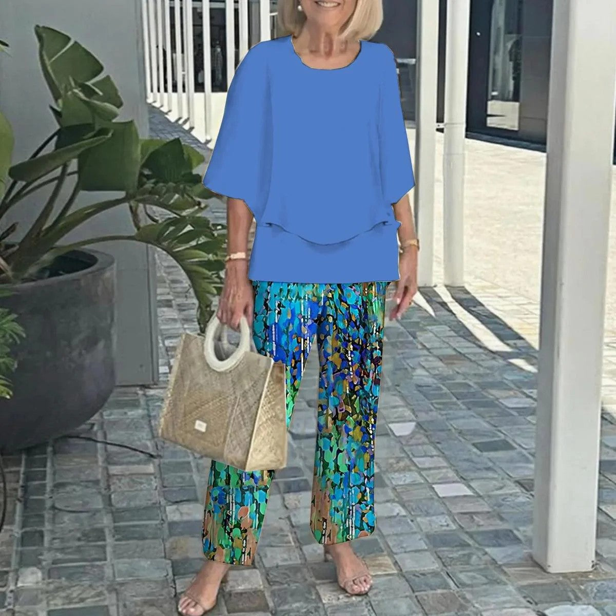 Conjunto Wenda™ sin esfuerzo de dos piezas | Top holgado y pantalones de pierna ancha