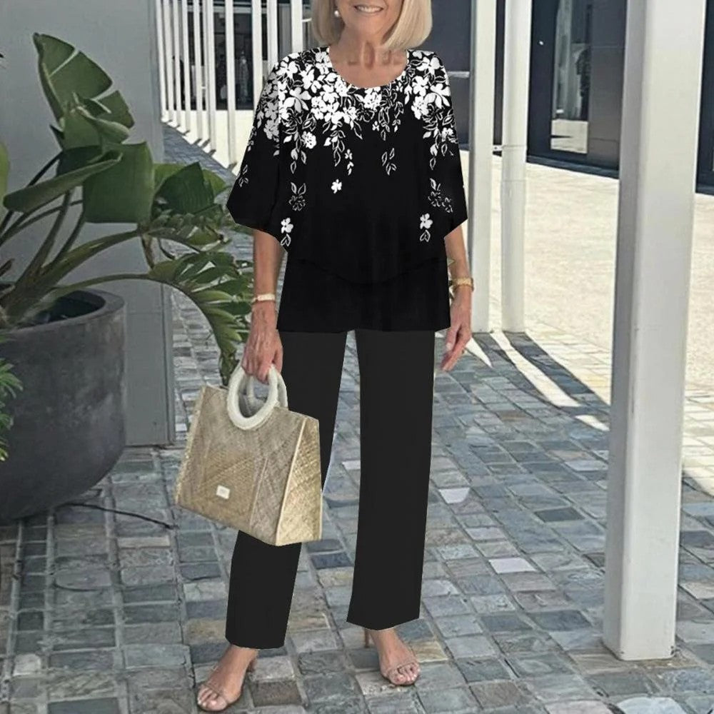 Conjunto Wenda™ sin esfuerzo de dos piezas | Top holgado y pantalones de pierna ancha