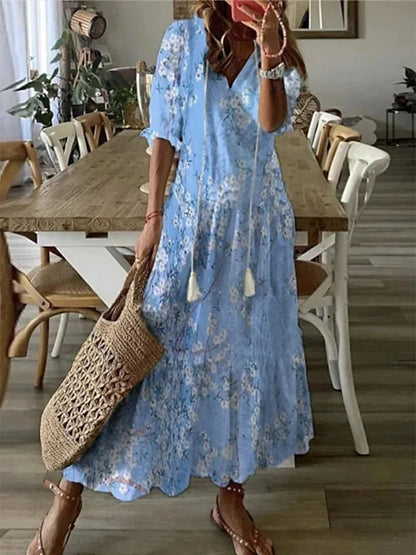 Cassia™ | Vestido maxi boho para mujer con cobertura abdominal